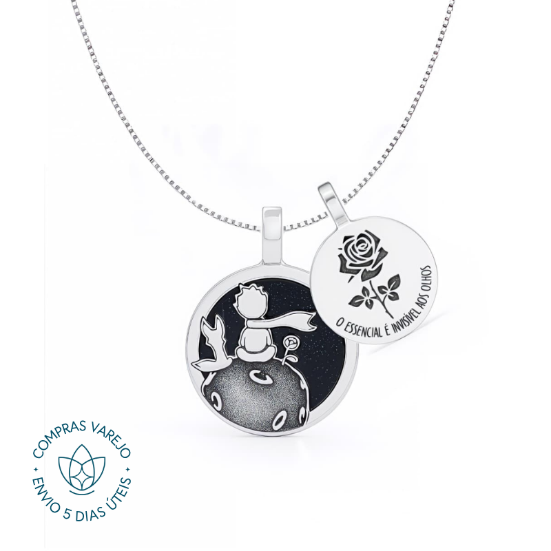 Colar de Prata Patuá O Pequeno Principe Pedra da Estrela