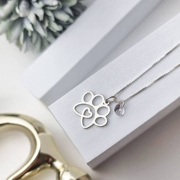 Colar de Prata Patuá Patinha Coração e Zircônia