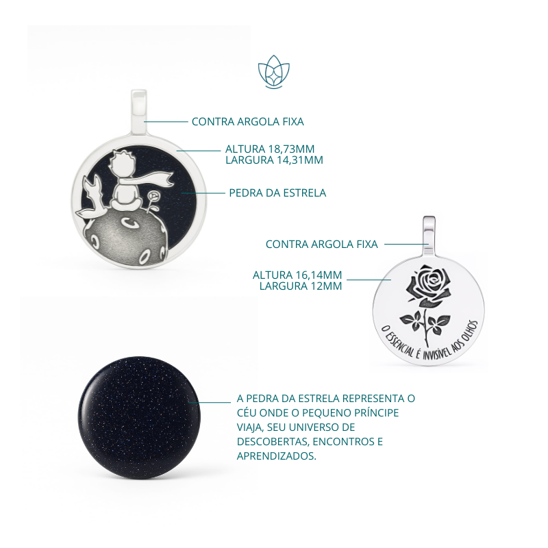 Colar de Prata Patuá O Pequeno Principe Pedra da Estrela