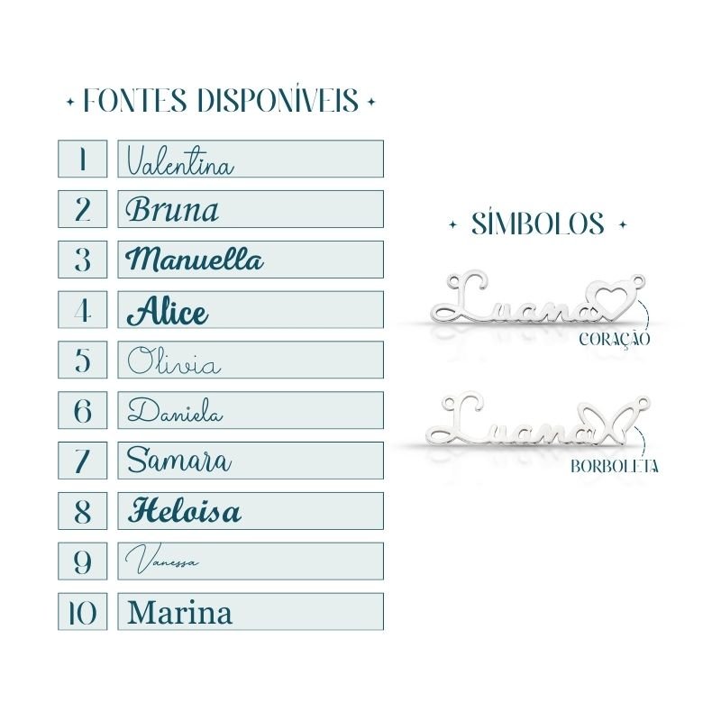 Colar de Prata Personalizável com Nome Manuscrito Três Letras