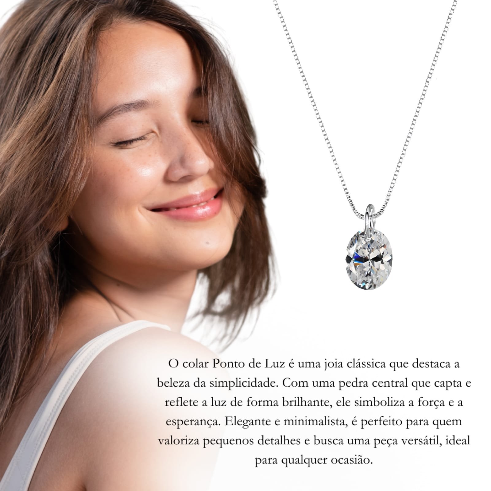 Colar Ponto de Luz Oval Cristal