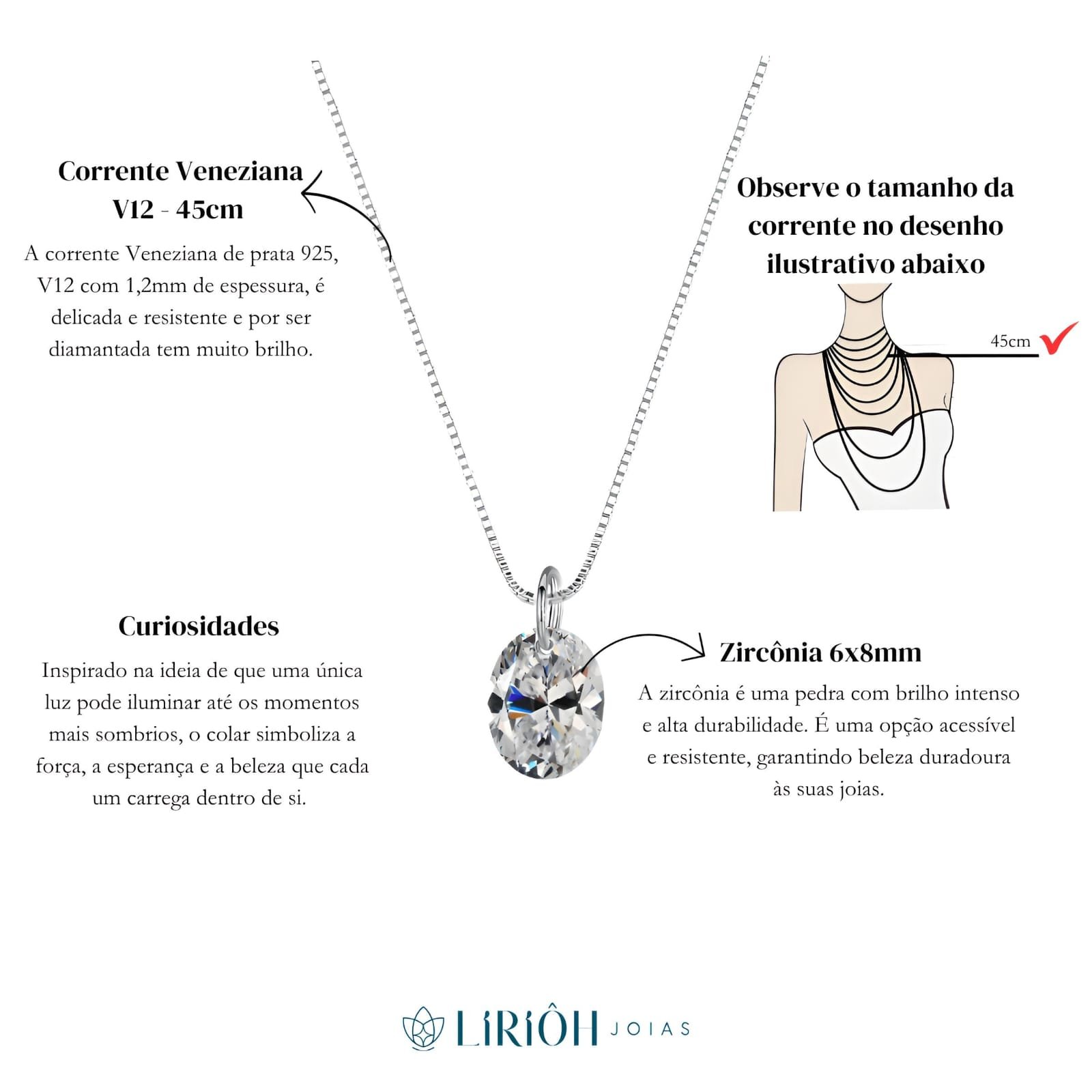 Colar Ponto de Luz Oval Cristal