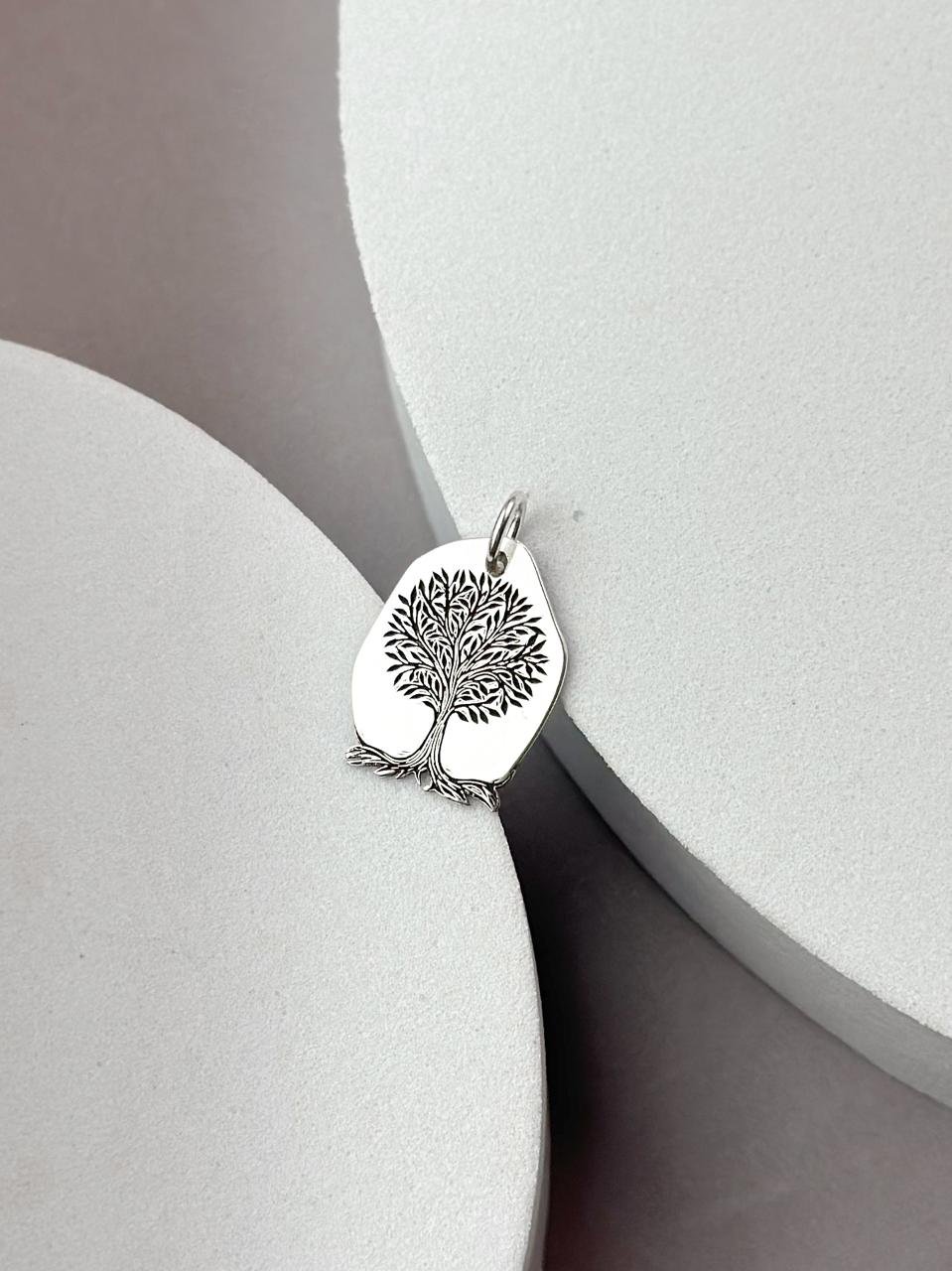 Pingente de Prata Abstrato Árvore da Vida