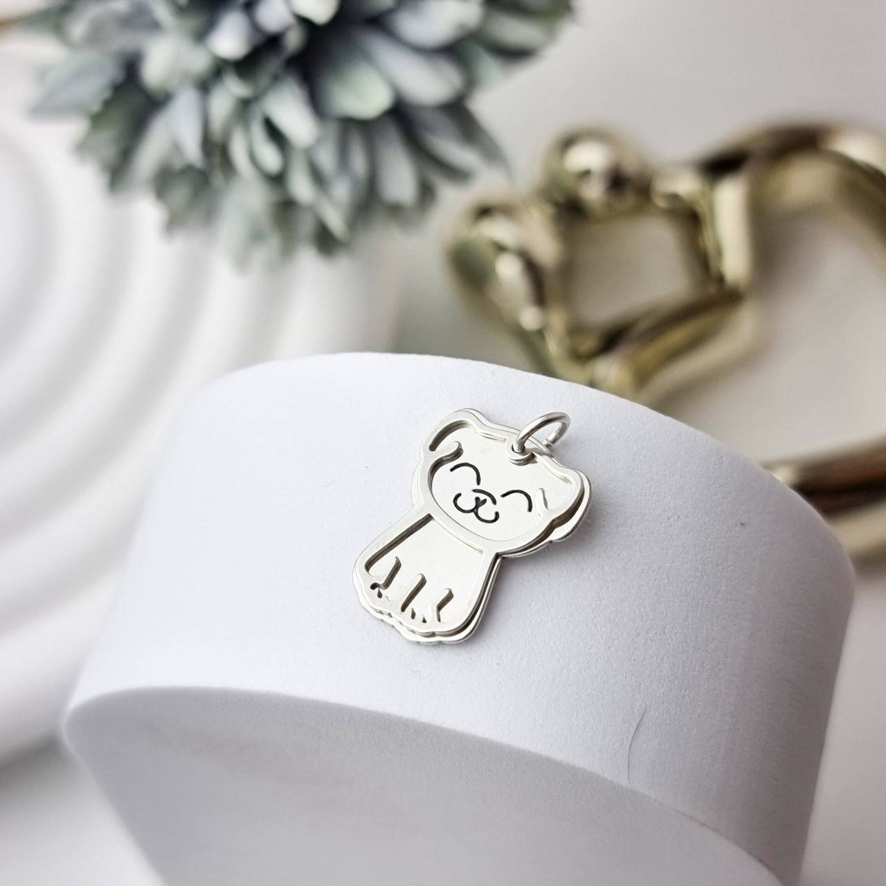 Pingente de Prata Cachorro Duplo