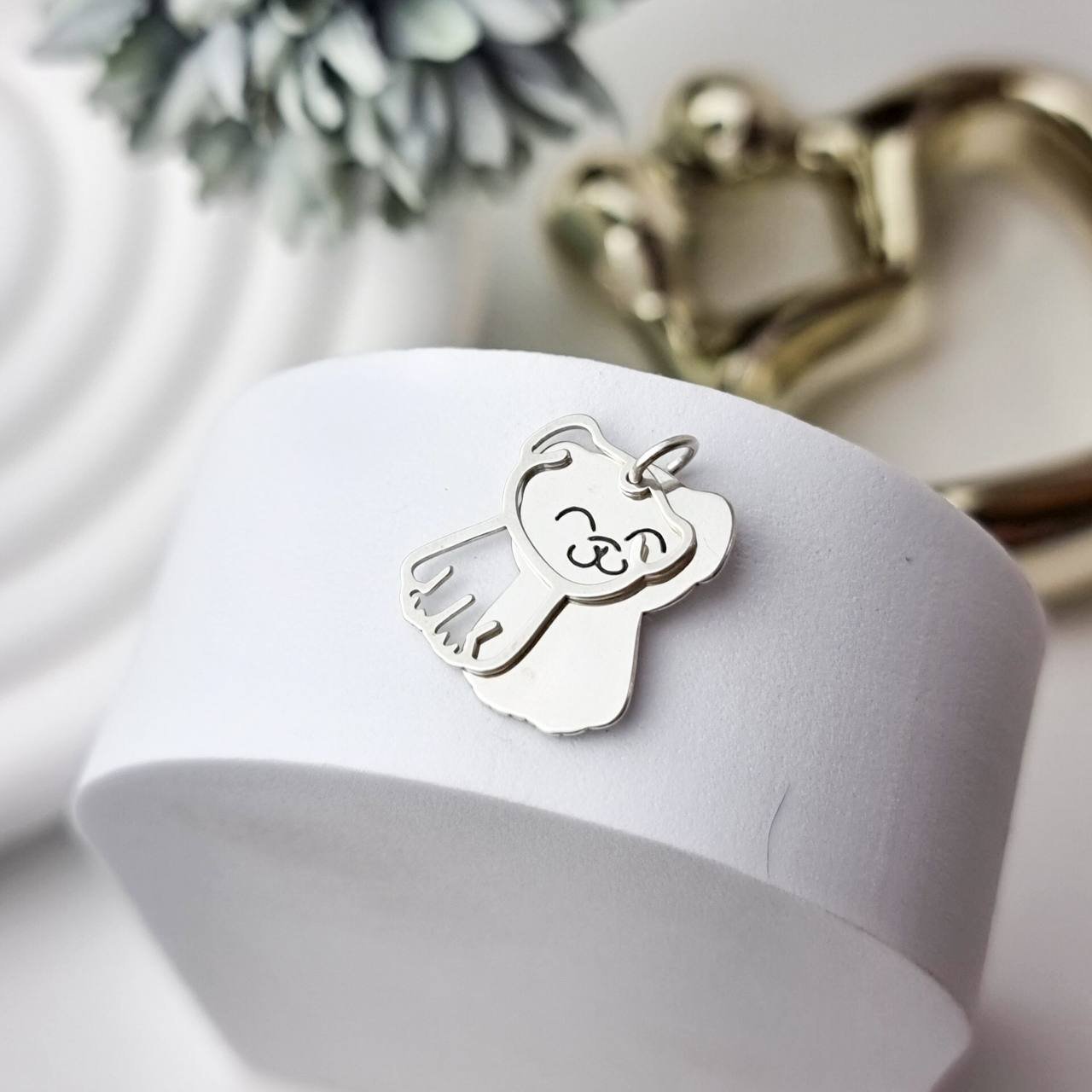 Pingente de Prata Cachorro Duplo