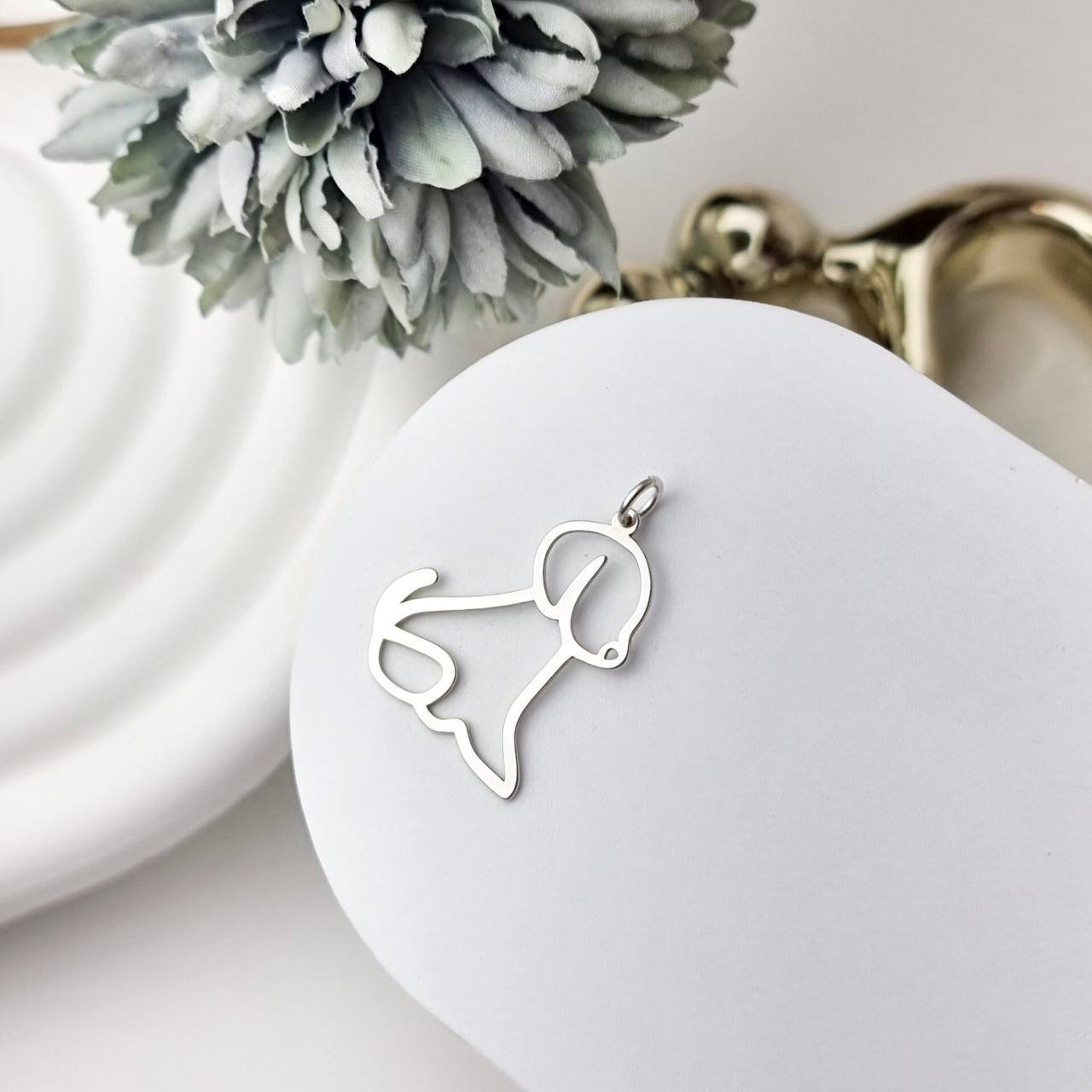 Pingente de Prata Cachorro Minimalista