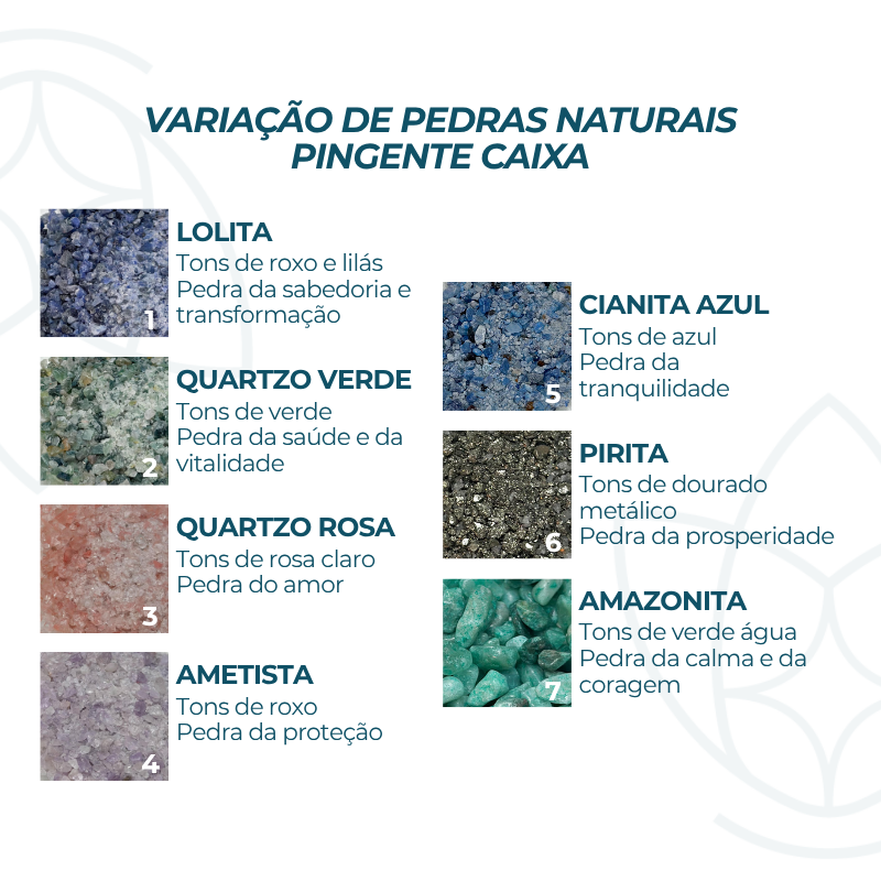 Pingente de Prata Caixa Retangular O Essencial É Invisive Cascalho Pedra Natural