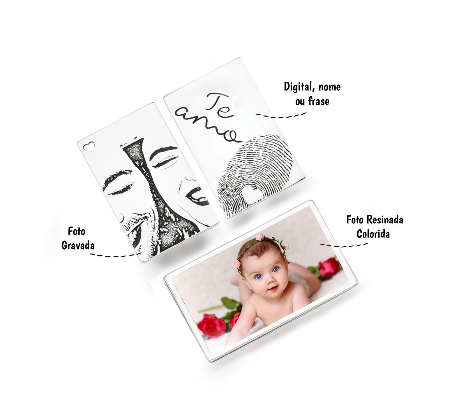 Pingente de Prata Personalizável Carta Avulsa