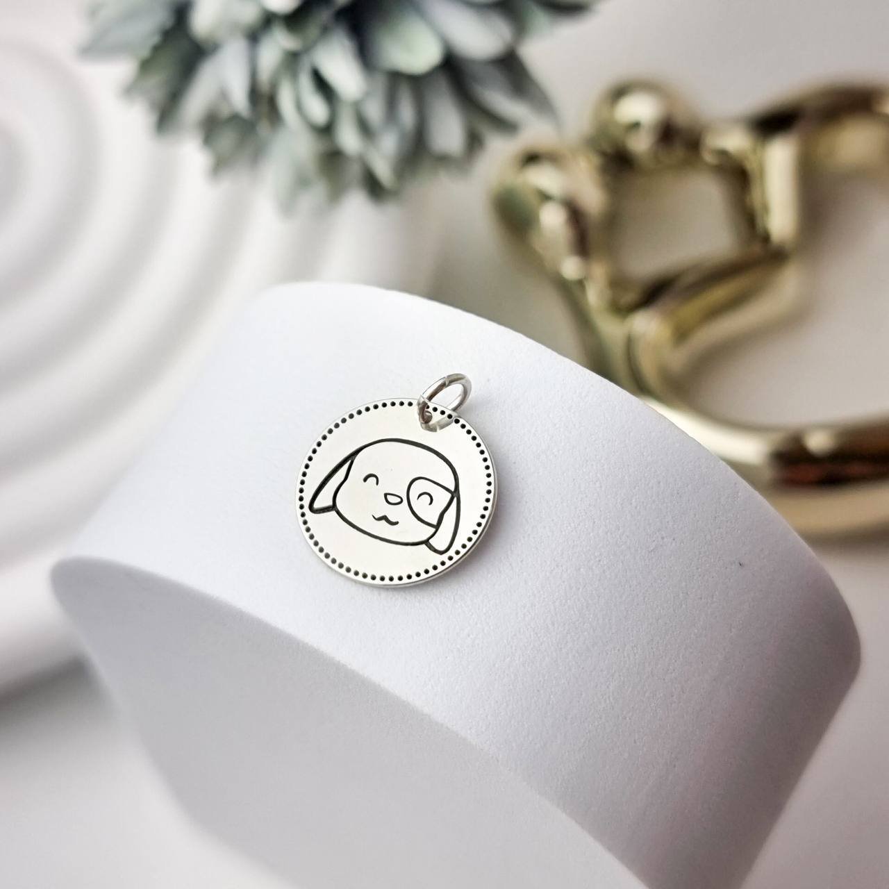 Pingente de Prata Medalha Cachorro Dálmata