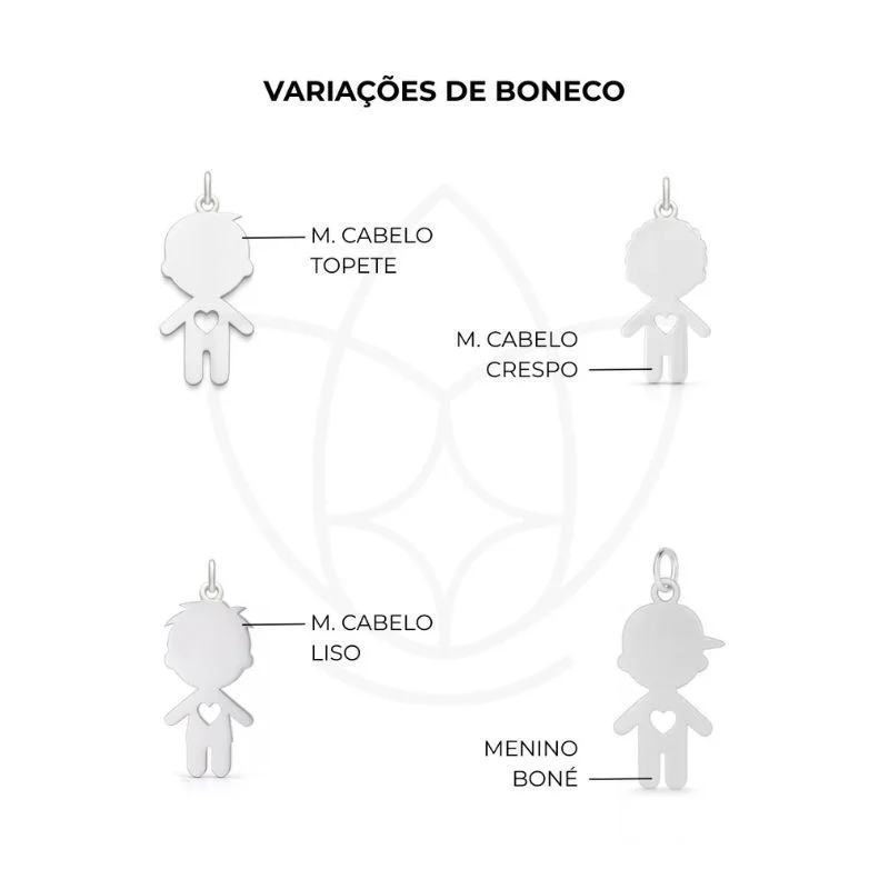 Pingente de Prata Menino Coração Vazado