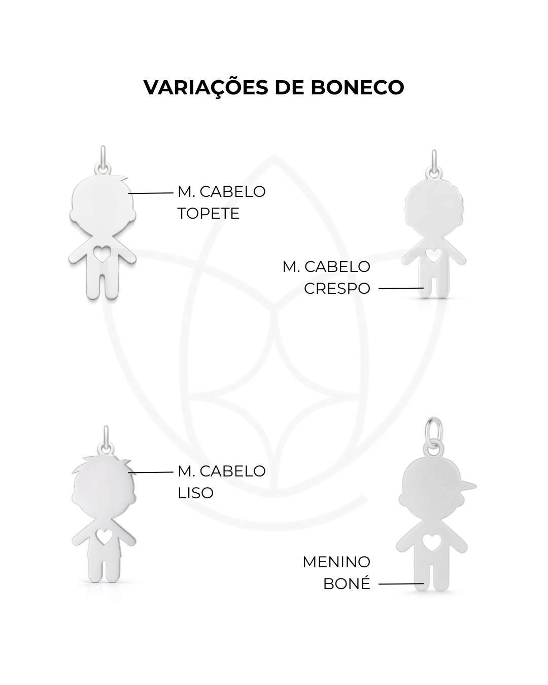 Pingente de Prata Menino Coração Vazado