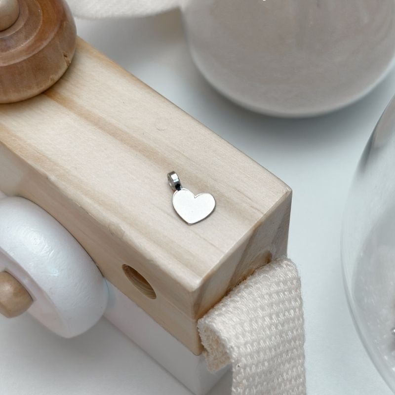 Pingente de Prata Patuá Coração Liso com Contra Argola