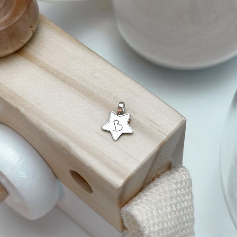 Pingente de Prata Patuá Estrela Pesonalizável Com Contra Argola