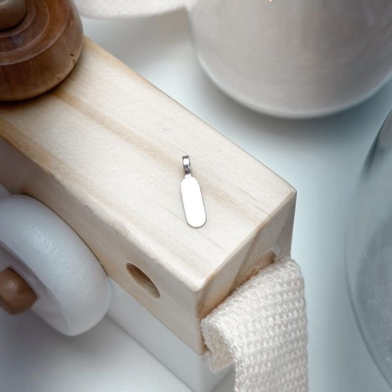 Pingente de Prata Patuá Retangular Arredondado Liso