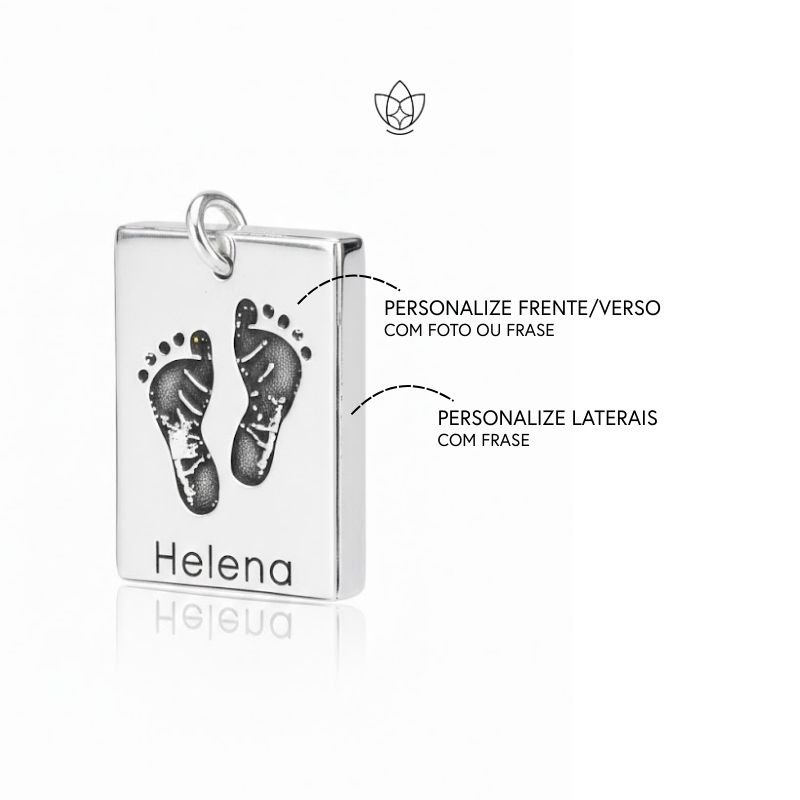 Pingente de Prata Personalizável Caixa Retangular