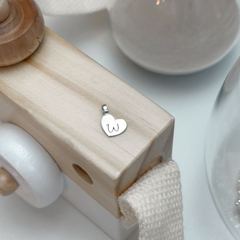 Pingente de Prata Personalizável Patuá Coração com Contra Argola