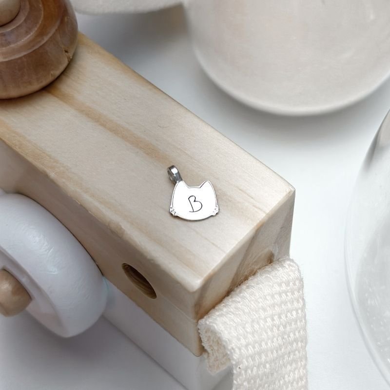 Pingente de Prata Personalizável Patuá Gato Com Contra Argola