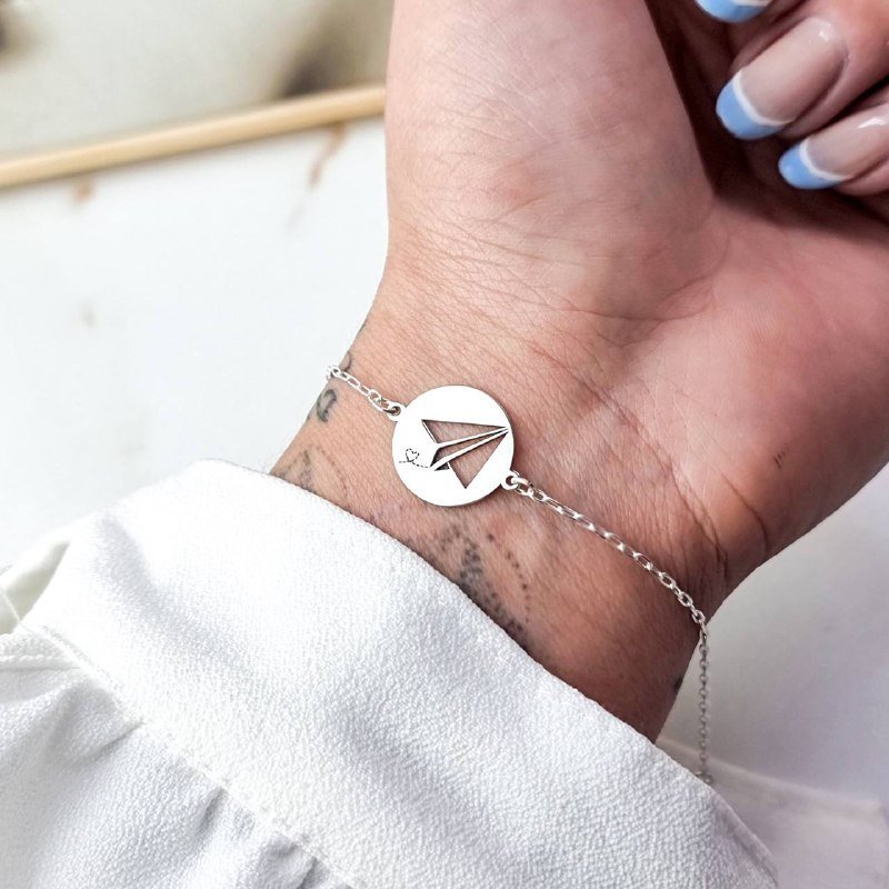 Pulseira de Prata Avião de Papel