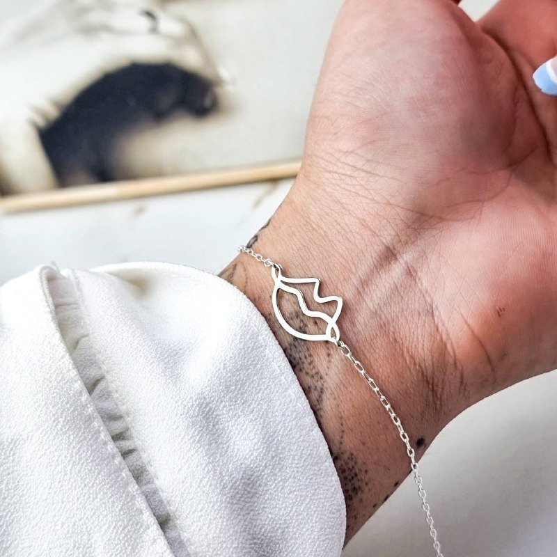 Pulseira de Prata Boca Minimalista
