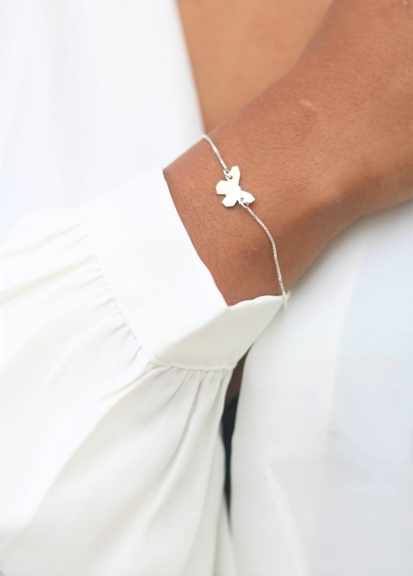 Pulseira de Prata Borboleta Origami