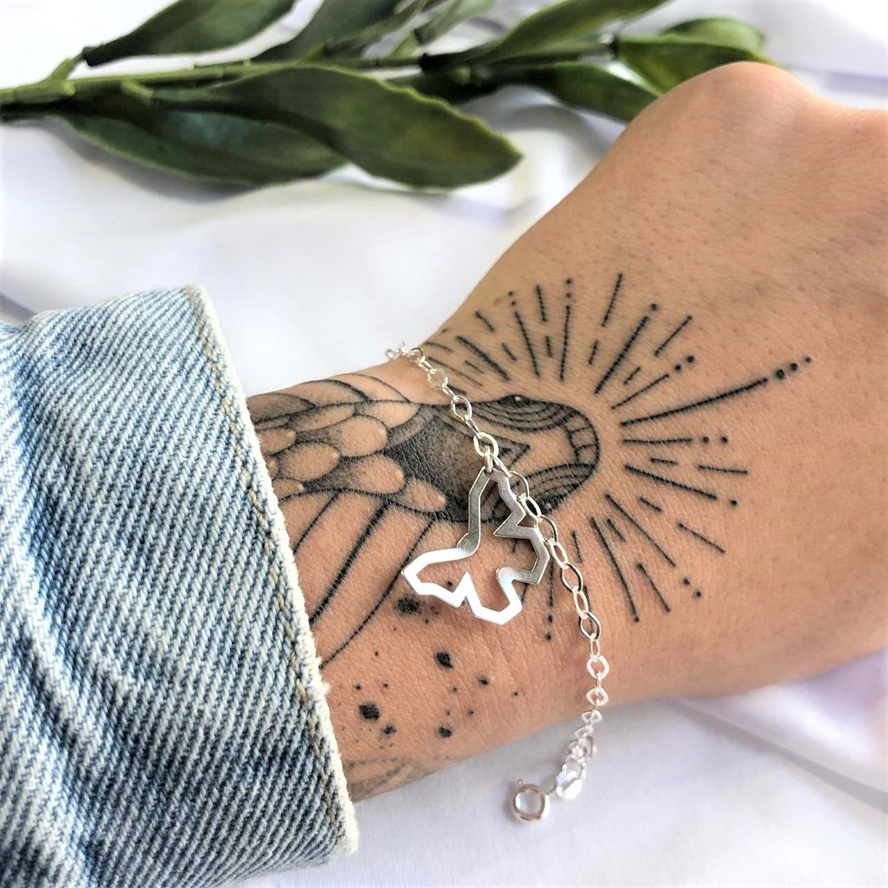 Pulseira de Prata Borboleta Vazado Pendurada