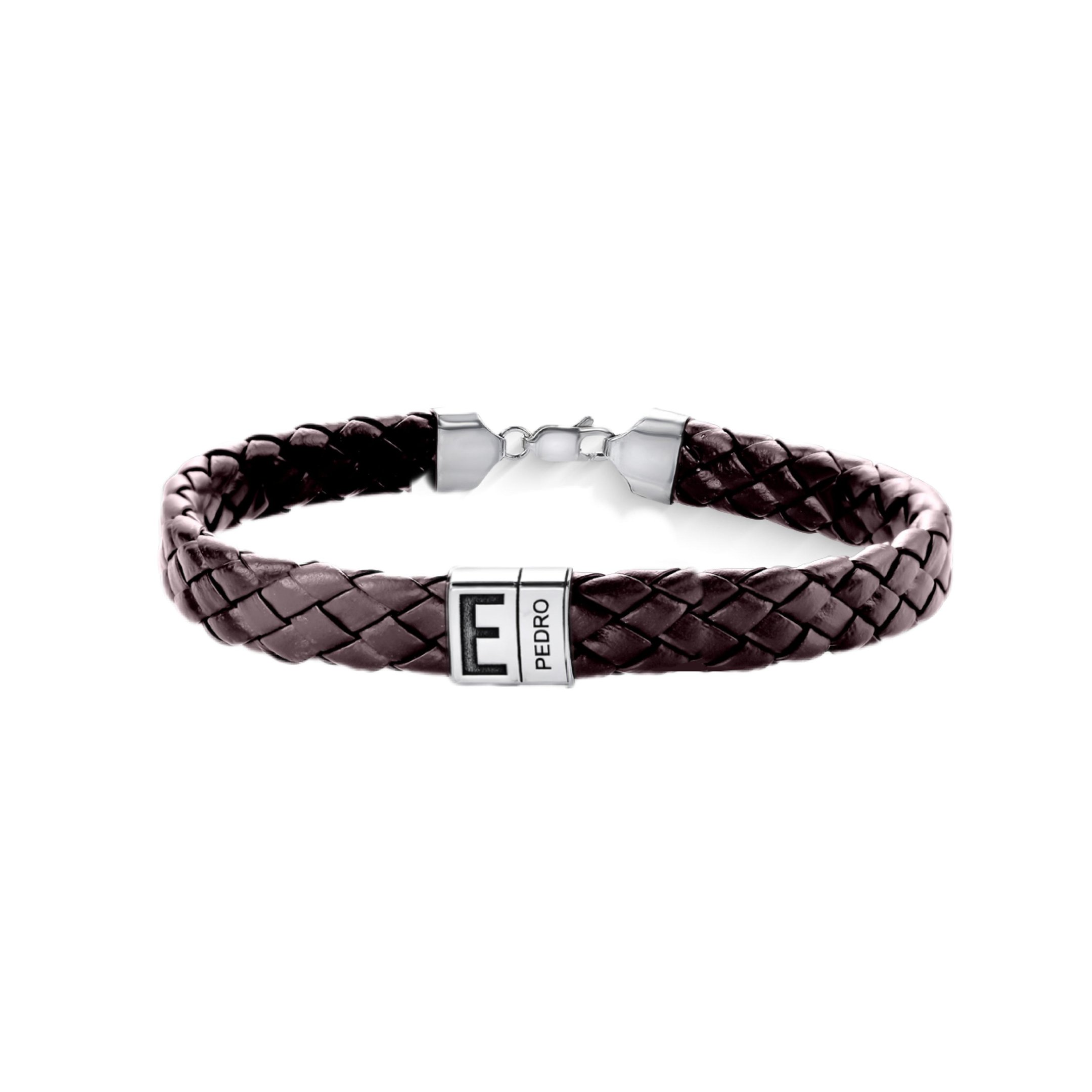Pulseira de Prata Personalizável Courino Chapa 1 Nome