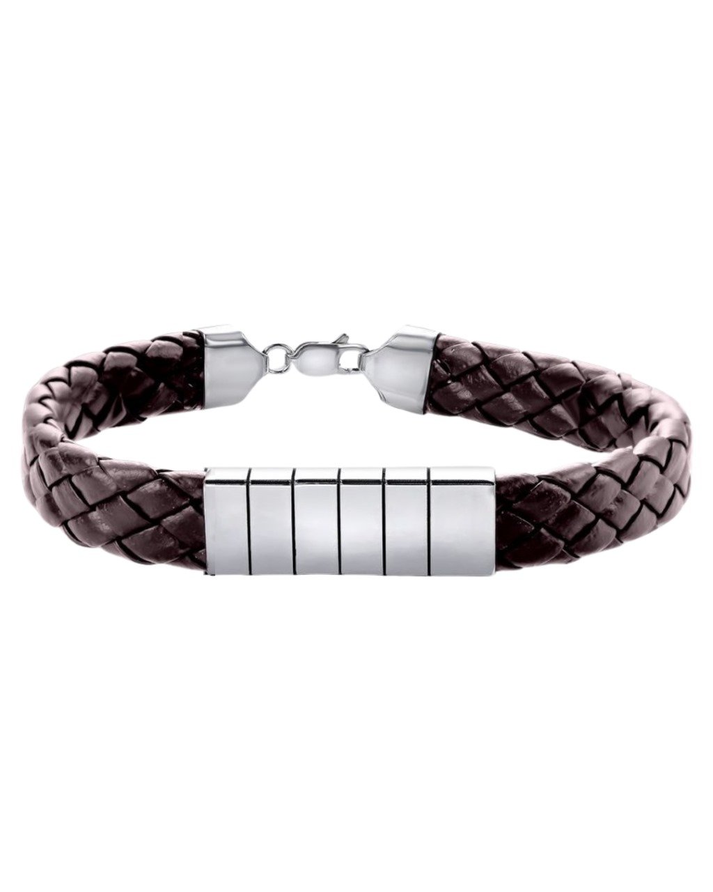 Pulseira de Prata Personalizável Courino Chapa 5 Nomes