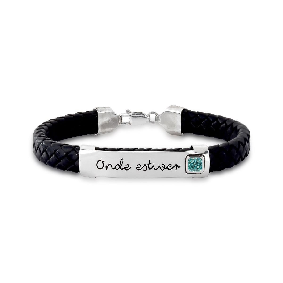 Pulseira de Prata Personalizável Courino com Chapa Unitária