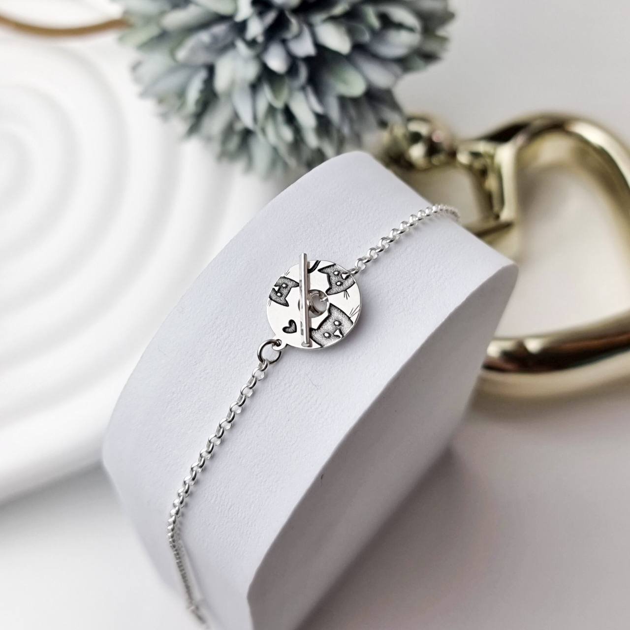 Pulseira de Prata Fecho Gatinhos