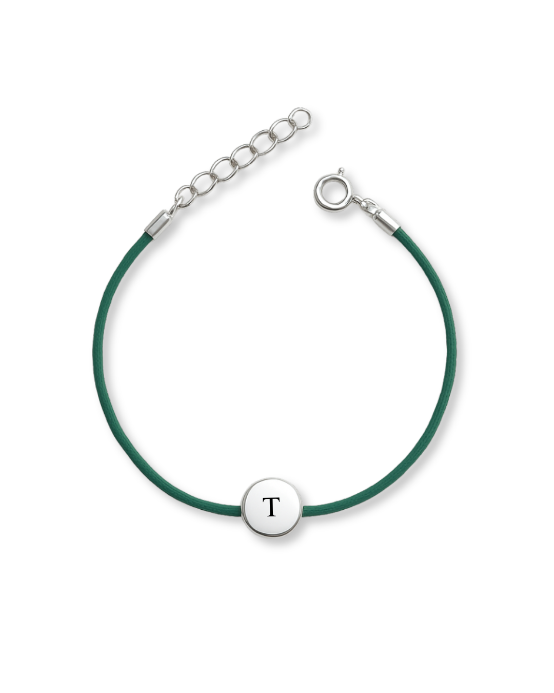 Pulseira de Prata Personalizável Fio Verde