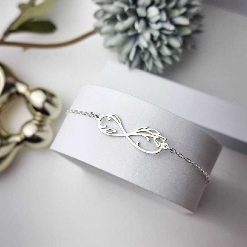 Pulseira de Prata Infinito Florido