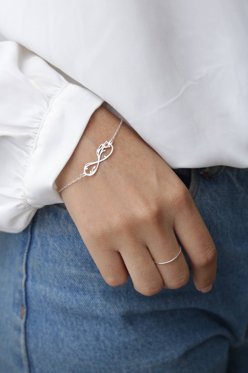 Pulseira de Prata Infinito Florido