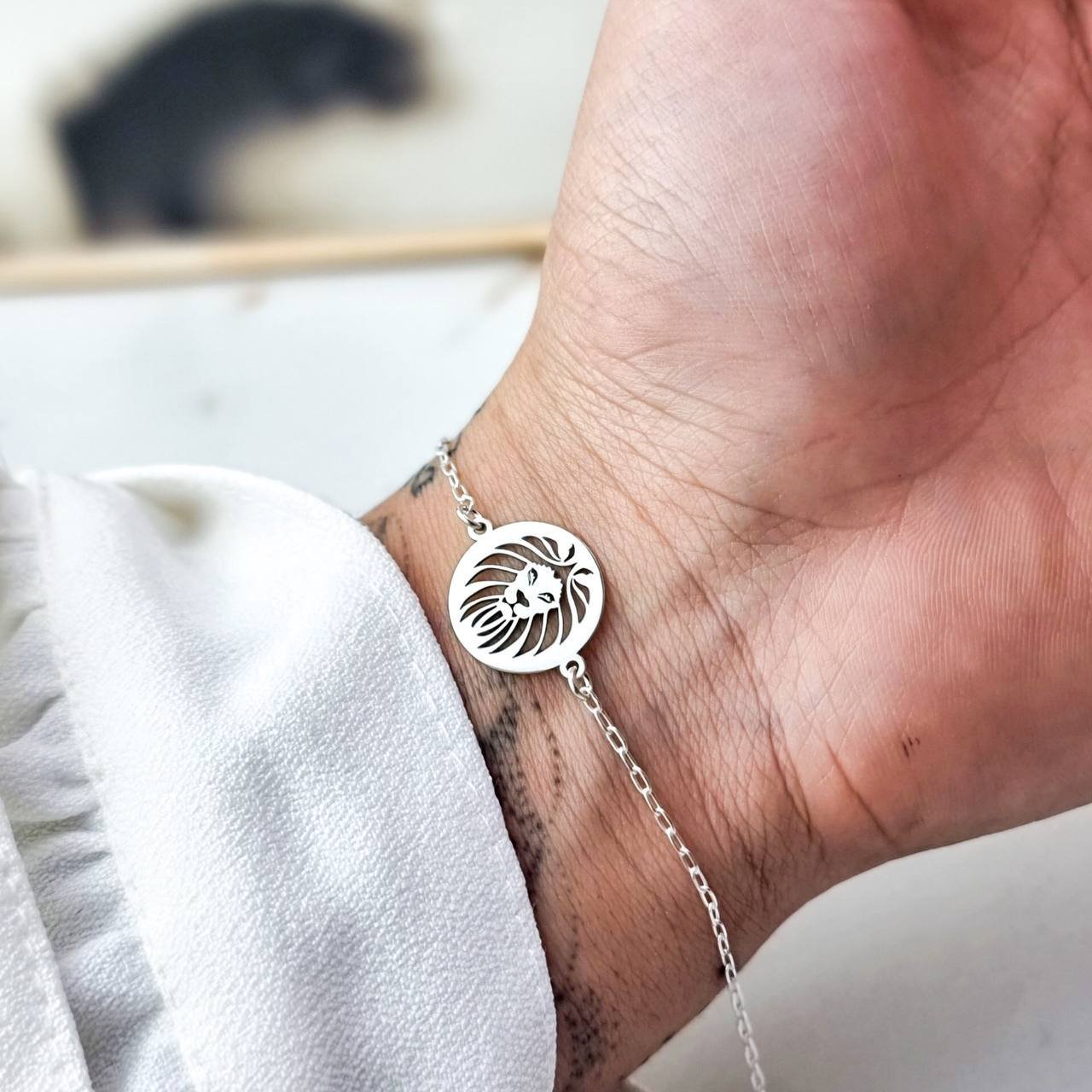 Pulseira de Prata Leão Vazado
