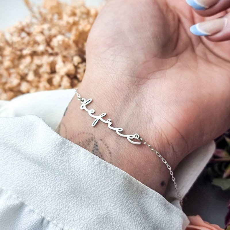 Pulseira de Prata Manuscrito Be Free