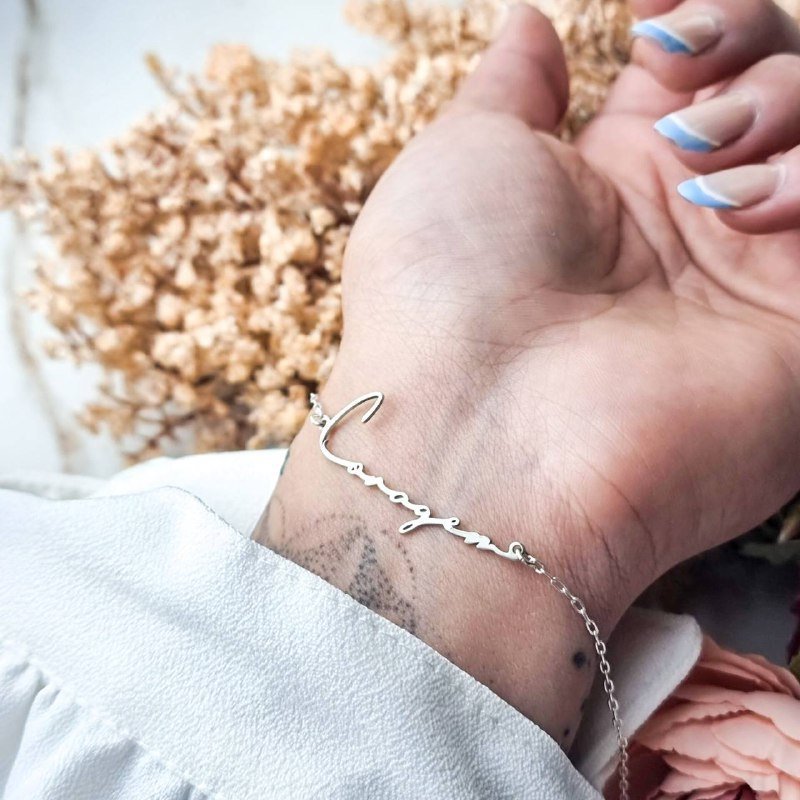 Pulseira de Prata Manuscrito Coragem