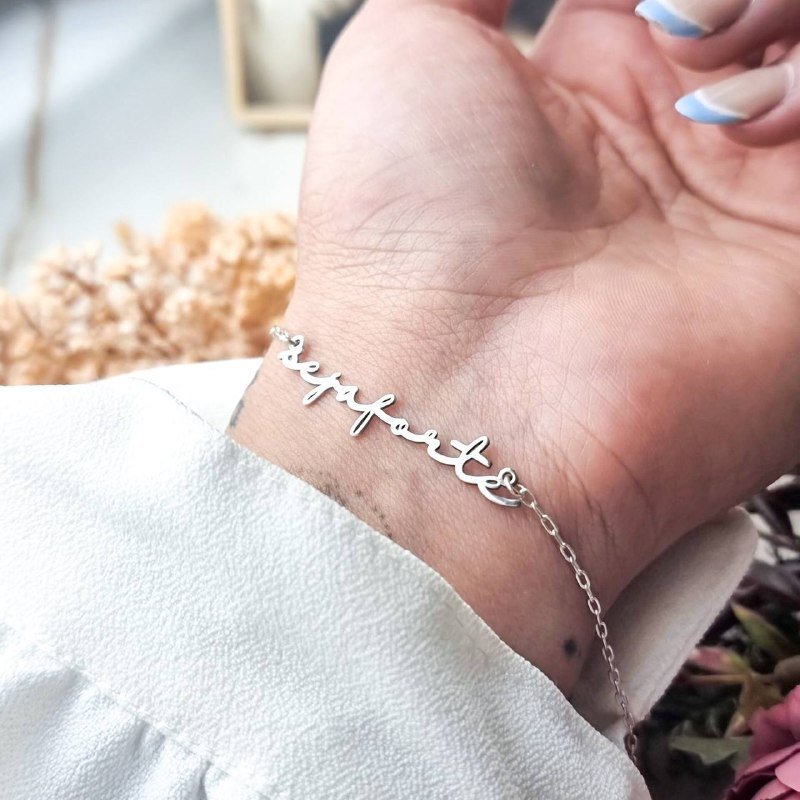 Pulseira de Prata Manuscrito Seja Forte