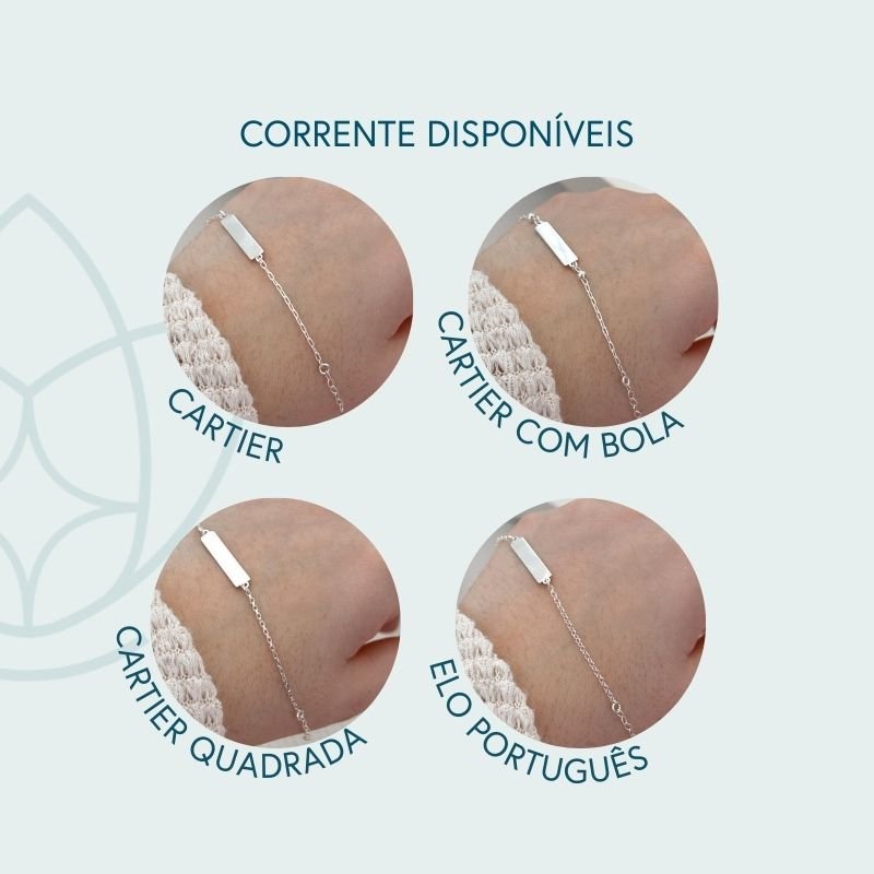 Pulseira de Prata Personalizável Infantil Escrita