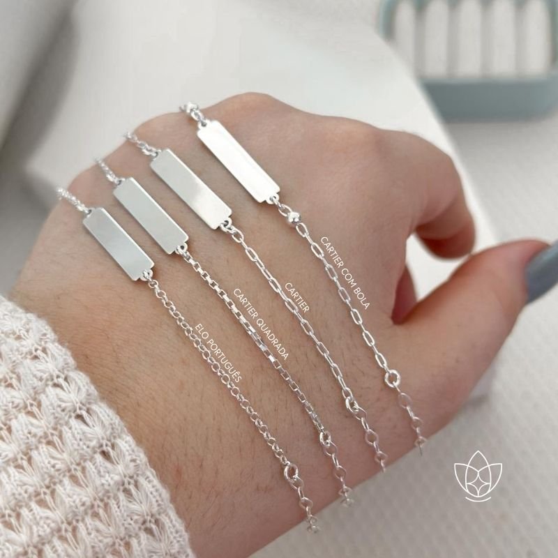 Pulseira de Prata Personalizável Infantil Nuvem Escrita