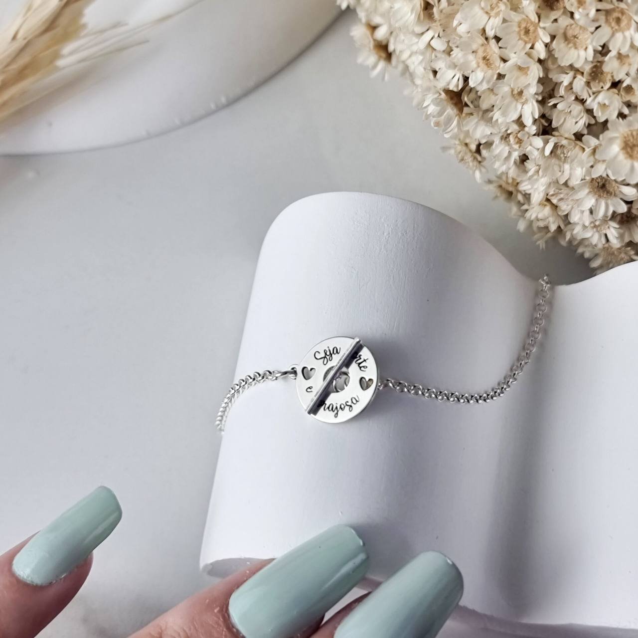 Pulseira de Prata Seja Forte e Corajosa