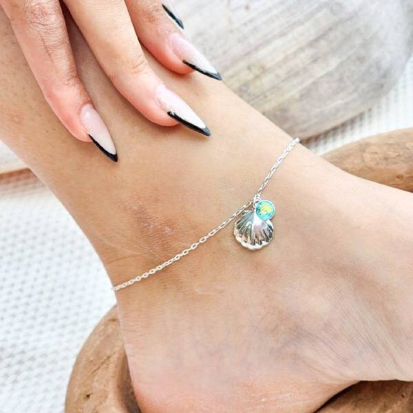 Tornozeleira Concha e Escama Branca